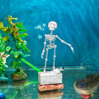 Dancing Skeleton Aquarium Ornament | Self-Balancing Floating Skeleton Decoration for Fish Tank | Unique 3D Printed Aquarium Decor | Safe for Freshwater & Saltwater Tanks | Black